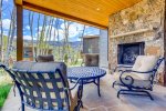 Private outdoor patio with gas fireplace and amazing views